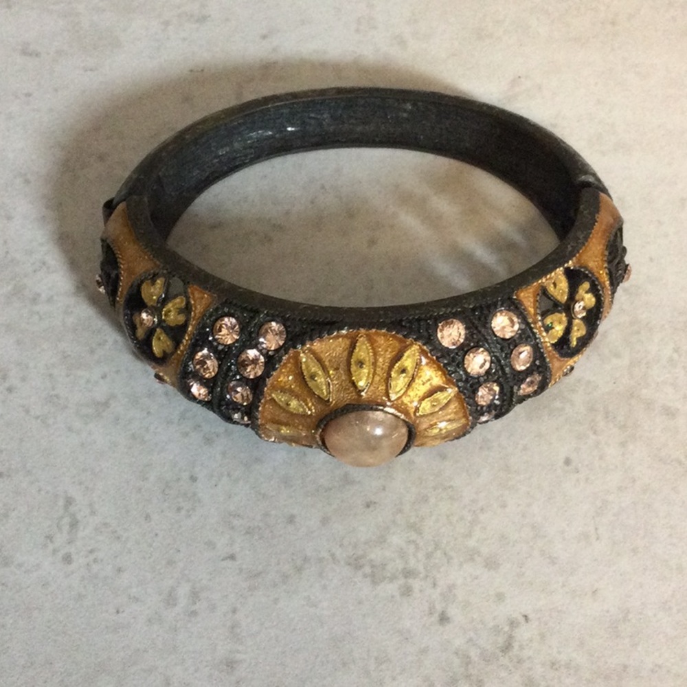 Egyptian inspired stone bling hinge bracelet